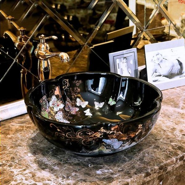 Китайская Европа Винтажный стиль Художественный умывальник Керамическая столешница Умывальник Раковины для ванной комнаты Раковины для ванной сосуд чашихорошее количество Aauof