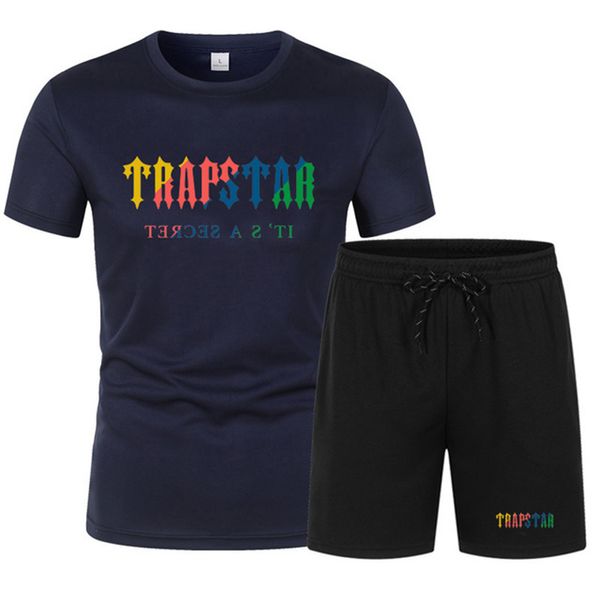 Мужские спортивные костюмы летние скидки мужская набор Trapstars Спортивная одежда с короткими рукавами
