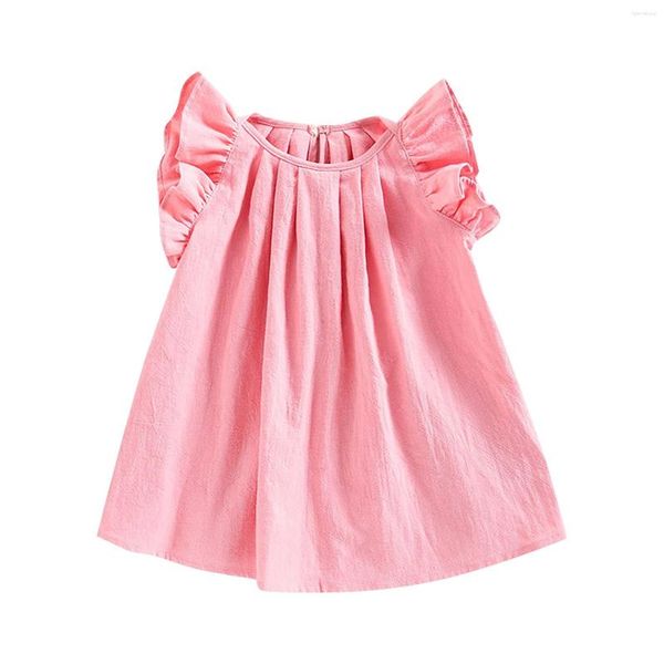 Vestidos para meninas Vestido de verão para bebês Solto Manga voadora Decote redondo Um balanço Casual Para meninos de 6 a 24 meses