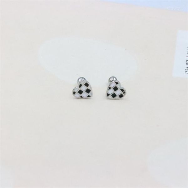 Orecchini a bottone ZFSILVER Sterling 925 Silver Cell Drip White Black Heart Screw Ball per le donne Accessori per gioielli con ciondoli Regali