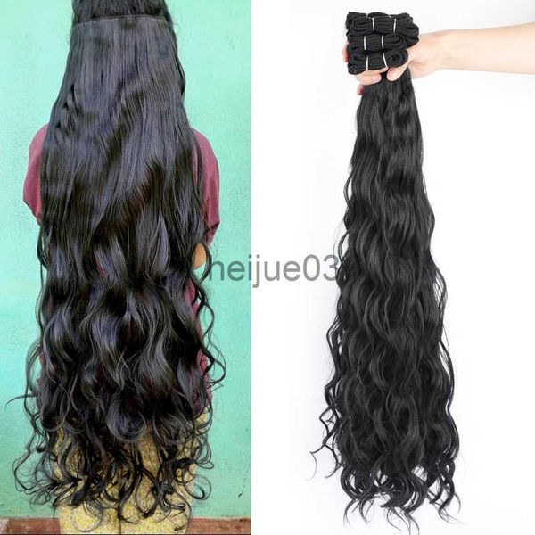 Синтетические парики Длинные синтетические вьющиеся пучки волос Натуральный цвет Синтетические волосы для женщин 30 дюймов Синтетические утки волос Африканские кудри x0626