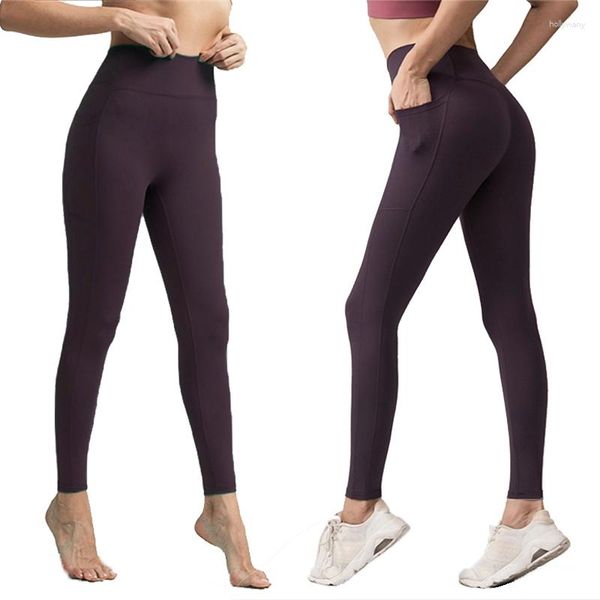 Calça ativa cintura alta lateral com bolsos leggings esportivos amanteigado macio fitness legging feminina suporte para equitação corrida ioga