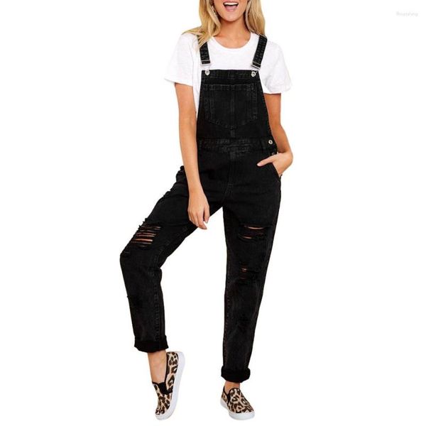 Damen-Jeans-Denim-Overalls für Frauen, Latzhosen, übergroße Overalls, dunkelblaue Kleidung, koreanischer Stil, Vintage-Playsuits, lässige, lockere Hosen