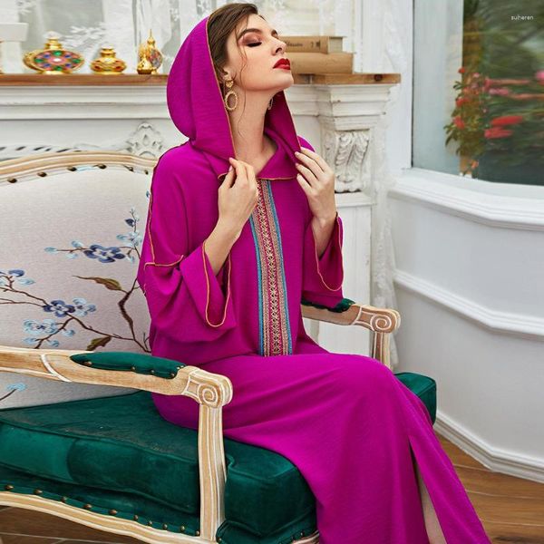 Abbigliamento etnico Elegante caftano da donna Ricamo Abaya musulmano Maxi abito Dubai Turchia Arabo caftano Islam Marocchino Abito da sera per feste Jilbab