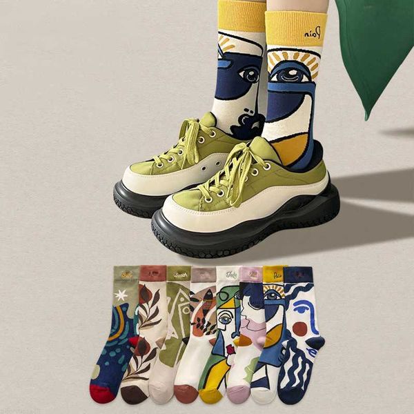 Socken Strumpfwaren Heißer Verkauf bunte Cartoons kreative Mode Weinberg Graffiti Neuheit Männer Frauen Wintersocken warme bequeme Baumwollsocken Dropship