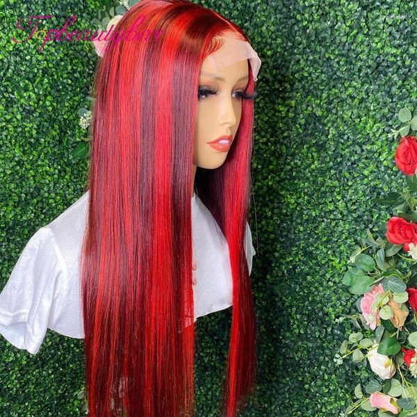 Spitze Perücken Highlight Rot Farbige 13X4 Front Menschliches Haar Gerade Brasilianische Remy Perücke Mit Baby Kend22