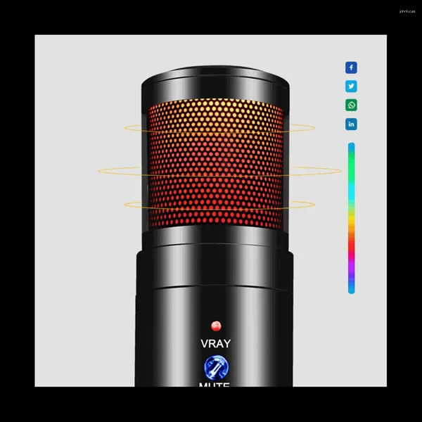 Microfoni Microfono da tavolo USB Condensatore RGB Monitor di registrazione per conferenze dal vivo