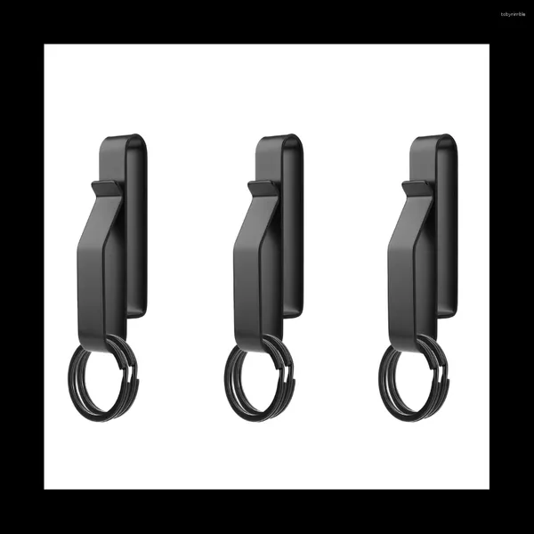 Bolsas para joias 3 peças para cinto resistente porta-chaves com 6 peças anéis de metal aço inoxidável preto masculino chaveiro clipe tático