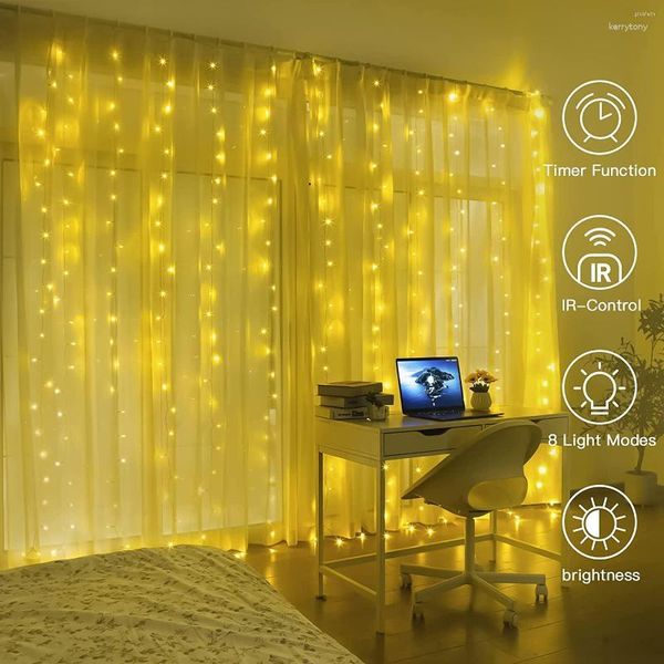 Cordas 300 luzes de cortina de LED USB / guirlanda operada por bateria para decoração de festa de casamento de quarto de Natal Navidad