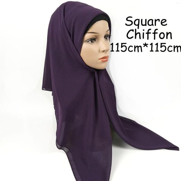 Schals Plain Square Bubble Chiffon Instant Hijab Damen Kopftuch Schal Muslimisches Kopftuch Einfarbig Pashmina Stola 115 115 cm