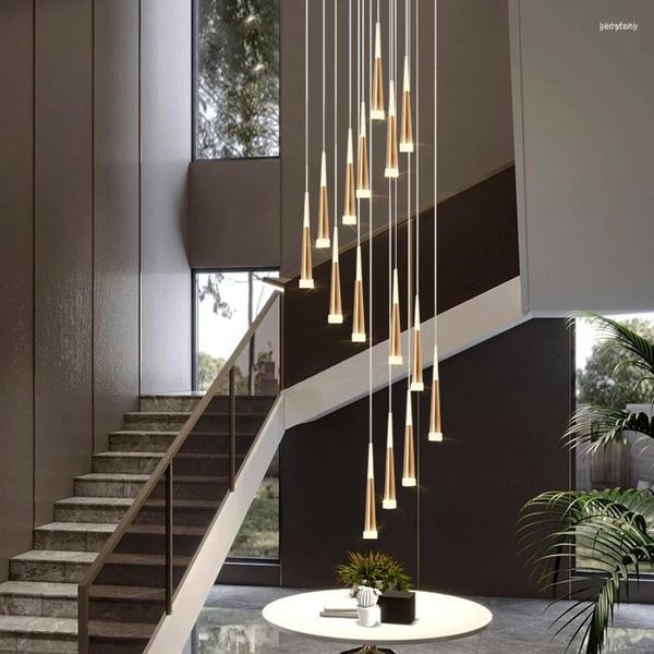 Lustres pendentes preto escada lustre moderno duplex arquitetura decoração de interiores sala de estar jantar teto linha de luz led