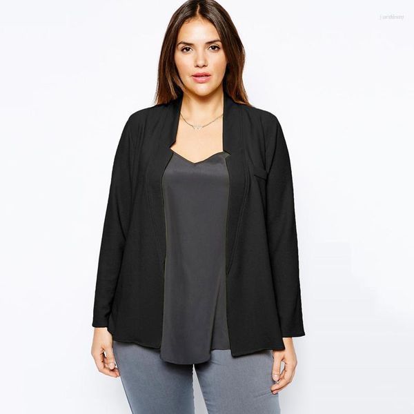 Oberbekleidung Damen Plus Size Mäntel Schalkragen Vorne Offen Lässiger Blazer Frauen Lange Ärmel Lose Weiblicher Frühling Herbst Elegantes Büro