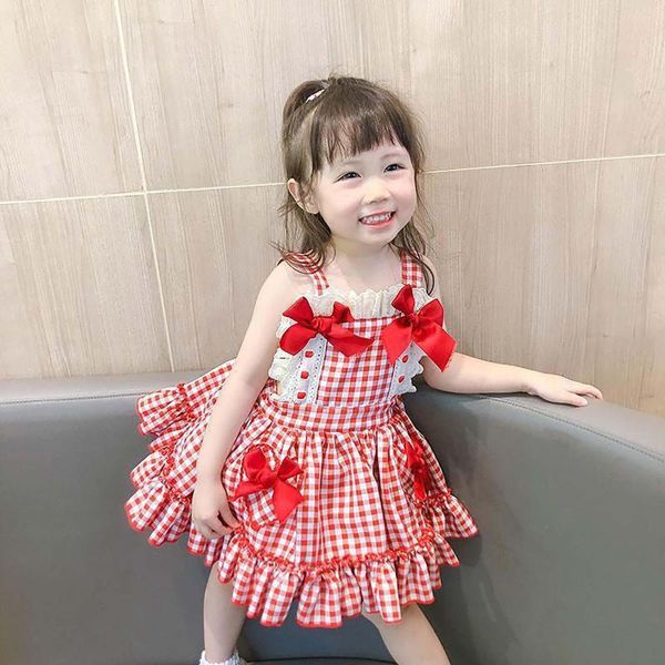 Vestiti da ragazza Toddler Kids Neonate Plaid Bow Lolita Princess Dress Abbigliamento Inverno Taglia 6 anni