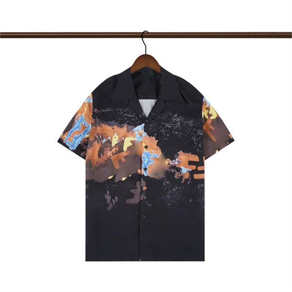 Camisa casual masculina de designer de alta qualidade Burbereys Camisas De Hombre Moda estampa geométrica de manga curta lapela empresarial versátil M-3XL035