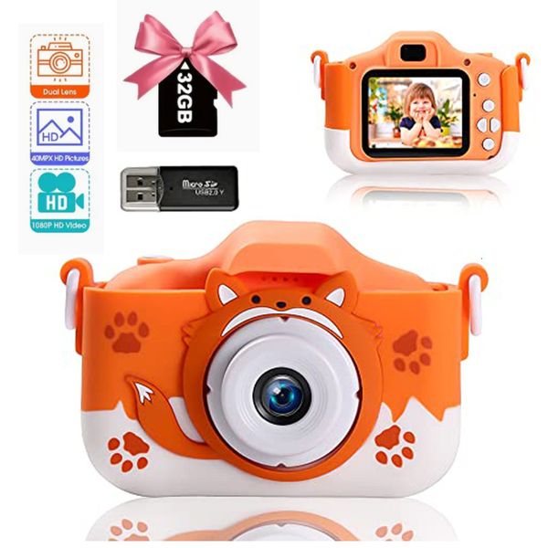 Oyuncak Kameralar HD 1080p Çocuklar Dijital Kamera 20MP Çocuk Kamerası USB Şarj Cihazı Dahili Oyun Kamerası Şok geçirmez Silikon Koruma Kapağı 230625