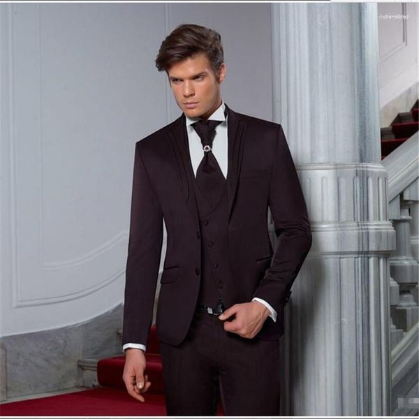 Ternos masculinos 2023 mais recentes ternos masculinos roxos para casamento 3 peças (jaqueta calça colete gravata) Custom Made Baile Noivo Smoking Terno Masculino
