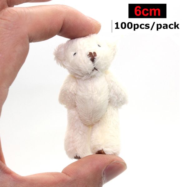 Plüschpuppen 6 cm, 100 Stück/Packung, gegliederte Teddybären, Mini-Tedbären, Plüschtiere, Hochzeitsgeschenke, Fuß mit Leder 230626