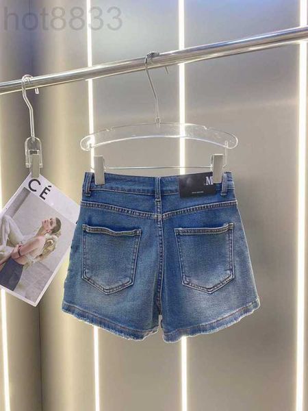 Mulheres jeans designer verão novo deslocamento versátil magro idade reduzindo carta bordado denim shorts pyow