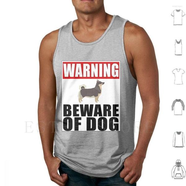 Мужские майки Предупреждение Шведский Vallhund Beware Of Dog Наклейка-забавный подарок для владельца Жилет