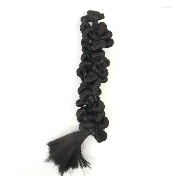 Perucas sintéticas encaracolado torção peruca cabelo rabo de cavalo natural preto falso sobre a cabeça cauda feita de elástico para mulheres Kend22