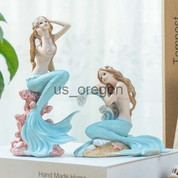 Dekorative Objekte Figuren europäisches Harz niedlich mediterraner Prinzessin Ornamente Hauszimmer Tisch Figuren Meerjungfrau Angel Girl Dekor Handwerksgeburtstag Geschenke