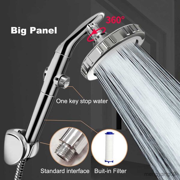 Banyo Duş Başlıkları Yüksek Basınçlı Duş Başlığı Su Tasarruflu Duş Başlığı Büyük Panel Anahtar Durdurma Su Filtresi Eko Duş Banyo Aksesuarları R230627