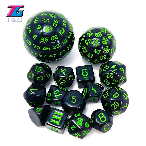 Outdoor Games Activities 15pcs Opaque Polyhedral Dice Set D3-D100 for DNDGame RPG Board Game Accessories Hobbies Holiday Gift with Bag 230626