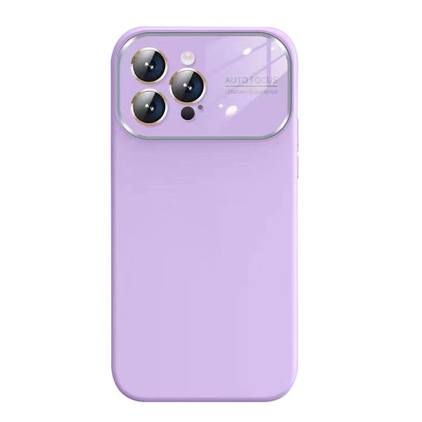 Capa de telefone de silicone líquido de cor sólida com filme de lente de janela grande para iphone 12 13 14 Pro Max Matte Skin Feel Cover à prova de choque anti-queda