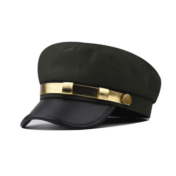 Unisex Adulto Yacht Boating Ship Sailor Captain Hat Costume Hat Navy Style Marine Cosplay Cappello ottagonale in pelle PU DXAA