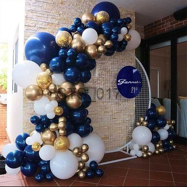 Kleiderbügel Racks 104 Stück Marineblau Gold Weiß Ballon Girlande Bogen Kit Konfetti Ballons für Hochzeit Babyparty Geburtstag Party Luftballons Dekoration x0710