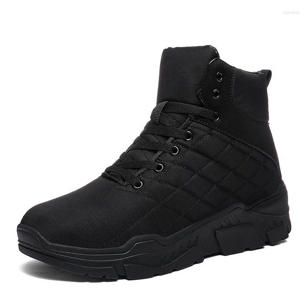 Stiefel Herren Winter Plüsch Gepolstert Schnee Lässige High-Top-Schnür-Baumwollschuhe Winddichte warme Turnschuhe Große Größe 38-47