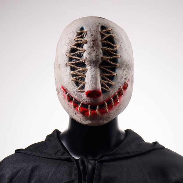 Maschere per feste Halloween Joker Mask Cosplay Spaventoso Killer Clown Mezza faccia Latex Helmet Party Costume Puntelli 230626