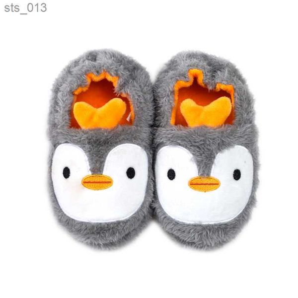 2022 inverno bonito pinguim crianças chinelos confortáveis bebê sapatos de algodão quente meninos e meninas casa interior animal chinelos de pelúcia l230518