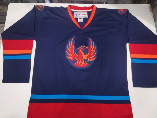 College Hockey Wears Fotos físicas Coachella Valley Firebirds Inaugural Season Jersey Homens Jovens Mulheres Vintage High School Tamanho S-5XL ou qualquer nome e número jersey