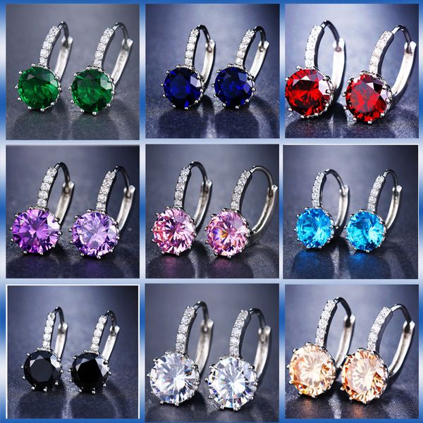 Luxuriöse Damen-Ohrringe, Designer-Klassiker, mehrfarbige Zirkon-Ohrringe, funkelnde Kristall-Ohrstecker, Hochzeitsschmuck