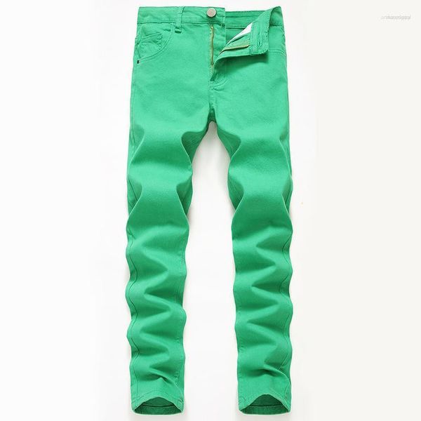 Jeans Masculino Jeans Masculino 2023 Calça Masculina de Alta Alongamento Casual Verde Tamanho Grande Multicolor Algodão