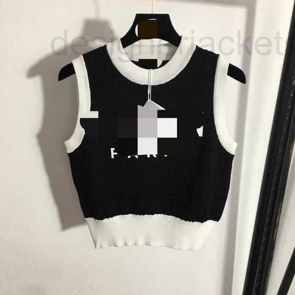 Damenpullover Designer Frühling Sommer Frauen Pullover Weiß Schwarz Marke Gleicher Stil Ärmellos Rundhals Mode Kleidung 0WCK