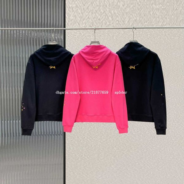 Pink Mens 555 Sp5der Spider Hoodies Дизайнерская толстовка с капюшоном Дизайнерская толстовка Черная уличная одежда Мужские толстовки Свитер 100% хлопок Young Thug Puff Print Plus Size Hoody High