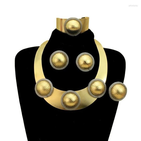 Collier boucles d'oreilles ensemble bijoux pour femmes africaines brésilien tour de cou énorme Fine luxe mariée fête FHK13255