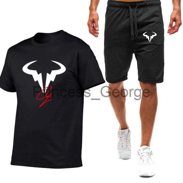 Tute da uomo Rafael Nadal 2023 New Summer Cotton Sportswear da uomo Pantaloncini Maniche Sport Magliette traspiranti Top e pantaloncini Abiti casual x0627