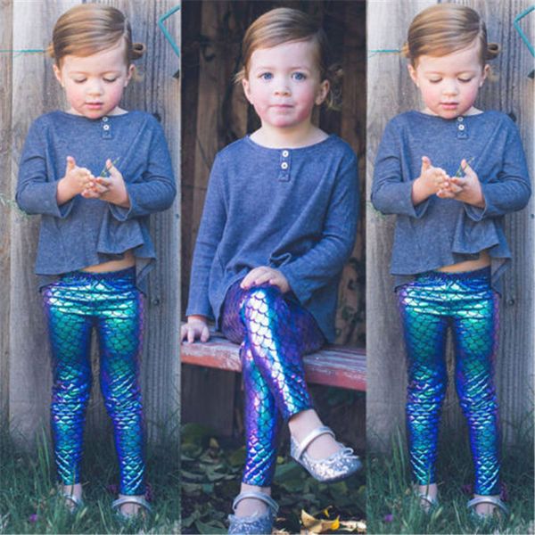 Pantaloni Drop Kid Neonate Pantaloni Toddler Mermaid Fish Scale Leggings Pant Matita elastica 230626