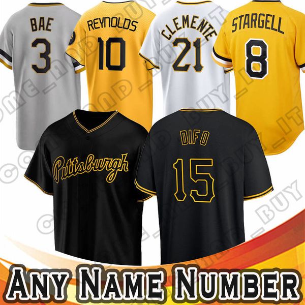 21 Maglia da baseball Roberto Clemente 8 Willie Stargell Oneil Cruz Johan Oviedo Jarlin Garcia Ji Hwan Bae Bryan Reynolds Pirati David Bednar Jack Suwinski Wil Crowe