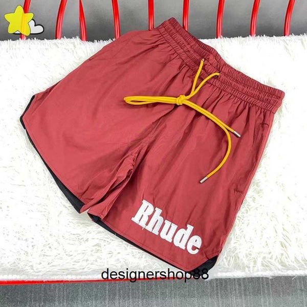 Camisetas Masculinas Shorts Calças Homens Mulheres Casal Casual Borgonha Interior Mesh High Street Letra Bordado Praia