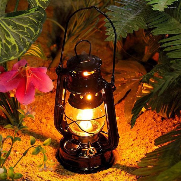 Candeeiros de mesa retrô ao ar livre acampamento lâmpada de querosene lanterna portátil bronze colorido óleo vintage po adereços decoração luzes