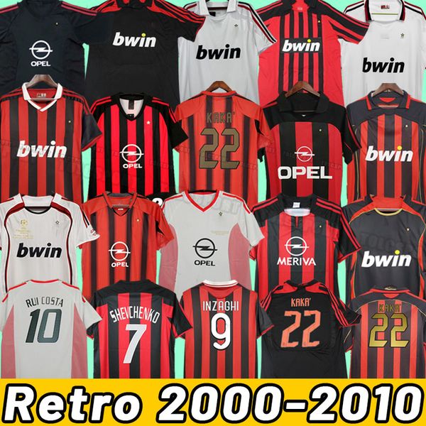 Maglie storiche home Gullit MAGLIE CALCIO Maldini Van Basten calcio KAKA Inzaghi PIRLO SHEVCHENKO BAGGIO Milan Ibrahimovic 00 02 03 04 05 06 07 09 10 2006 2007 2008 09