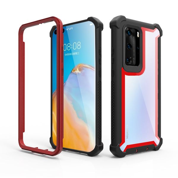 Venda imperdível capas de telefone claras para huawei p40 pro p30 lite mate 30 pro nove 7 corpo inteiro protetor híbrido camada dupla capa traseira acrílica à prova de choque com airbags