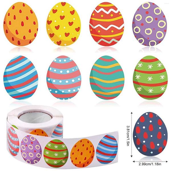 Embalagem para presente 500 pçs/rolo adesivos de páscoa ovo redondo decoração de feriado para decalques festa scrapbooking recompensa