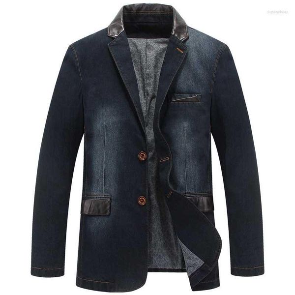 Herrenanzüge Herrenmode Denim Blazer Männer Business Casual Anzug Jacke Jeans Mantel Büro Militär Vintage Baumwolle OUTWEAR