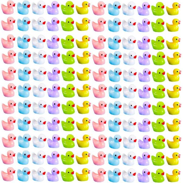 10 Pcs Mini Resin Duck Toy Miniature Figures Fairy Garden Patos Minúsculo Aminal para Jogo de Partidas Domésticas Ornamento de Casa de Bonecas Brinquedo Feito à Mão Acessórios de Projeto Escolar