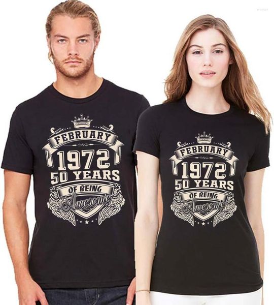 Erkek T Shirt Vintage Şubat 1972 50 Yıl Müthiş Olmak Gömlek Kadın Büyük Boy Pamuk Kısa Kollu Özel Erkekler 70 s Giyim